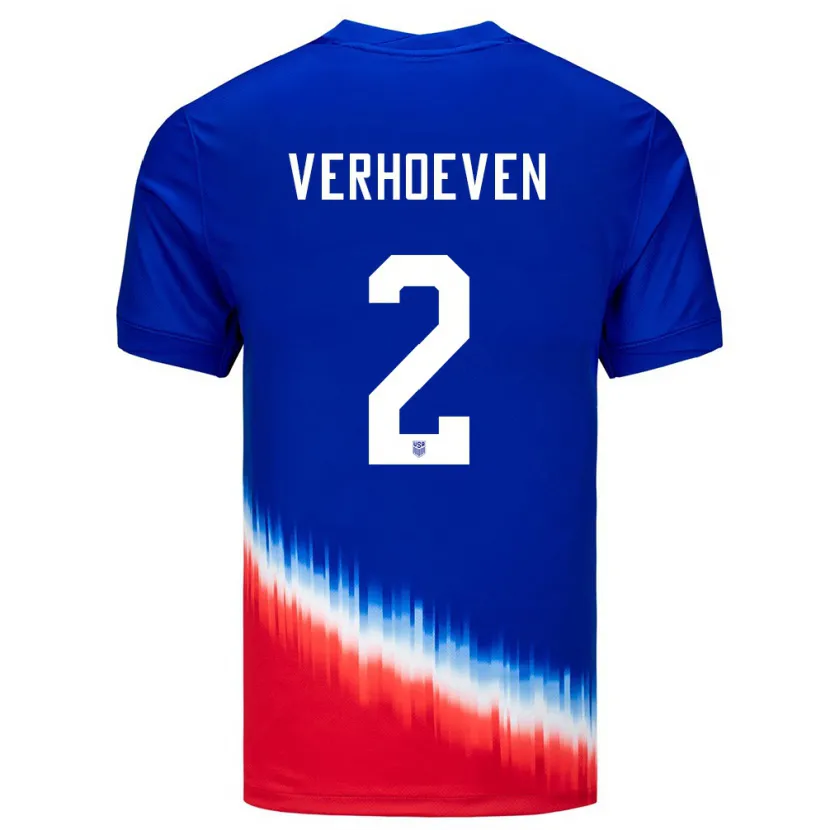Danxen Hombre Camiseta Estados Unidos Oscar Verhoeven #2 Azul 2ª Equipación 24-26 La Camisa México