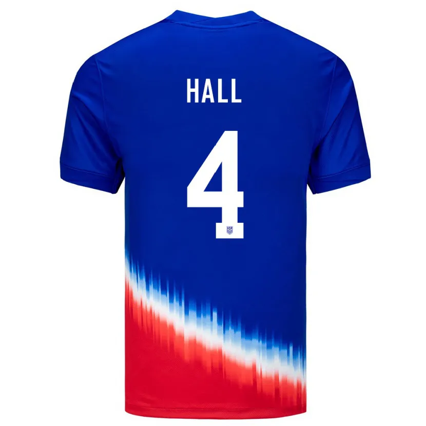 Danxen Hombre Camiseta Estados Unidos Tyler Hall #4 Azul 2ª Equipación 24-26 La Camisa México