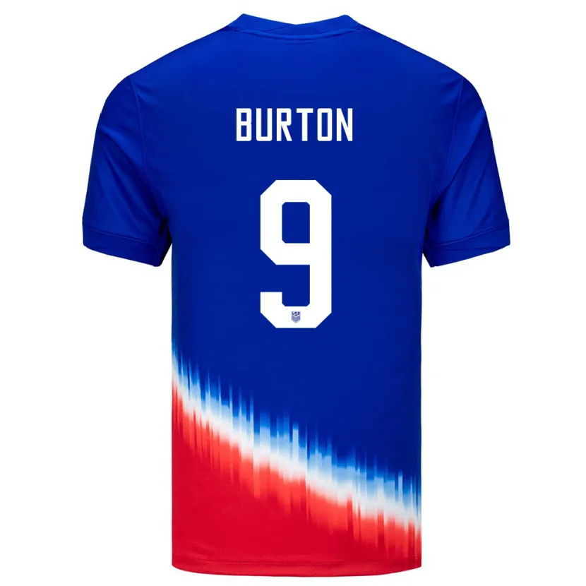 Danxen Hombre Camiseta Estados Unidos Micah Burton #9 Azul 2ª Equipación 24-26 La Camisa México