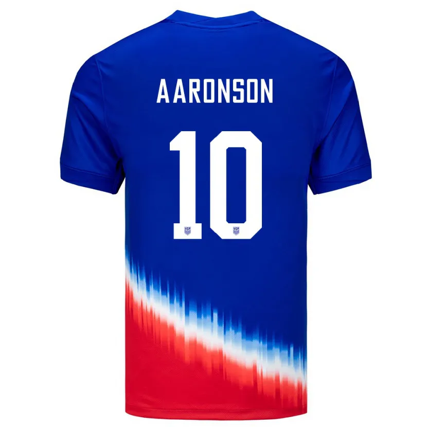 Danxen Hombre Camiseta Estados Unidos Paxten Aaronson #10 Azul 2ª Equipación 24-26 La Camisa México
