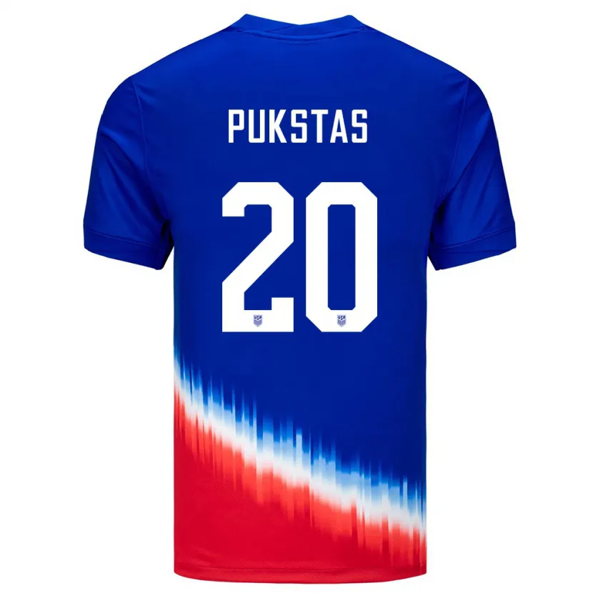 Danxen Hombre Camiseta Estados Unidos Rokas Pukstas #20 Azul 2ª Equipación 24-26 La Camisa México