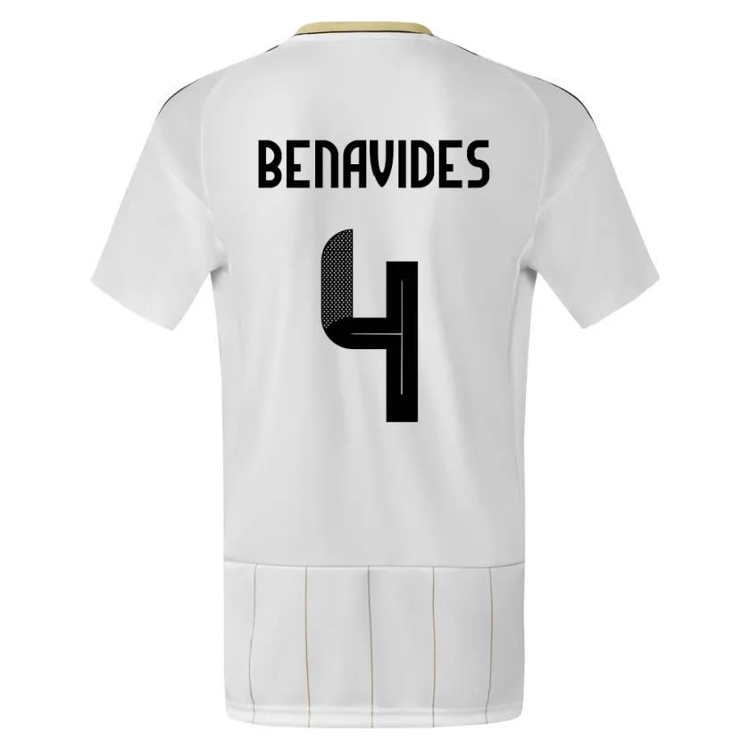 Danxen Hombre Camiseta Costa Rica Mariana Benavides #4 Blanco 2ª Equipación 24-26 La Camisa México