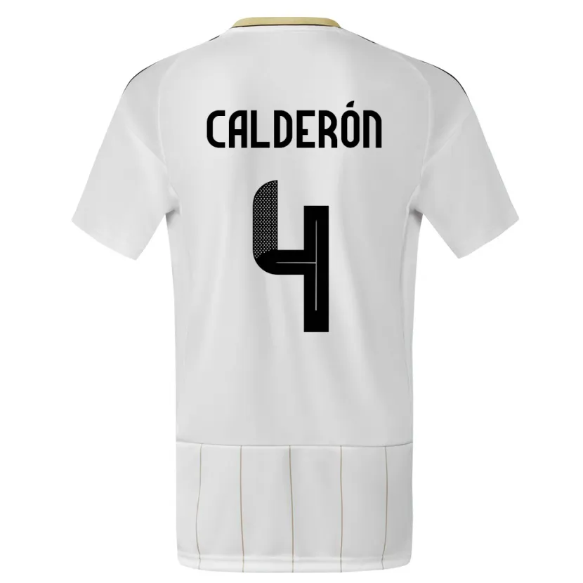 Danxen Hombre Camiseta Costa Rica Brandon Calderon #4 Blanco 2ª Equipación 24-26 La Camisa México