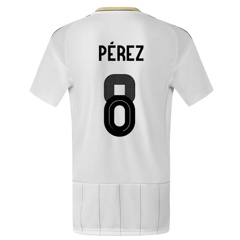 Danxen Hombre Camiseta Costa Rica Creichel Perez #8 Blanco 2ª Equipación 24-26 La Camisa México