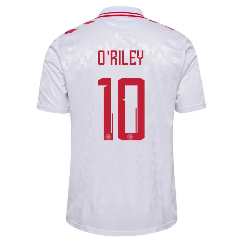 Danxen Hombre Camiseta Dinamarca Matt O'riley #10 Blanco 2ª Equipación 24-26 La Camisa México