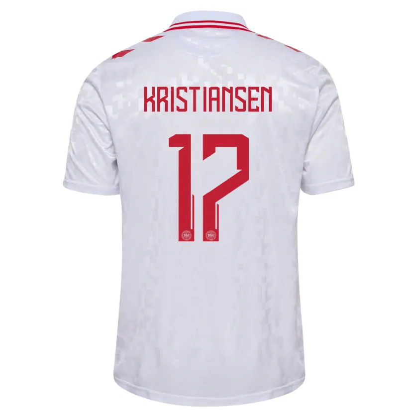 Danxen Hombre Camiseta Dinamarca Victor Kristiansen #17 Blanco 2ª Equipación 24-26 La Camisa México
