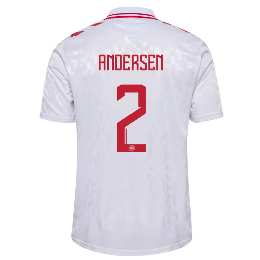 Danxen Hombre Camiseta Dinamarca Joachim Andersen #2 Blanco 2ª Equipación 24-26 La Camisa México