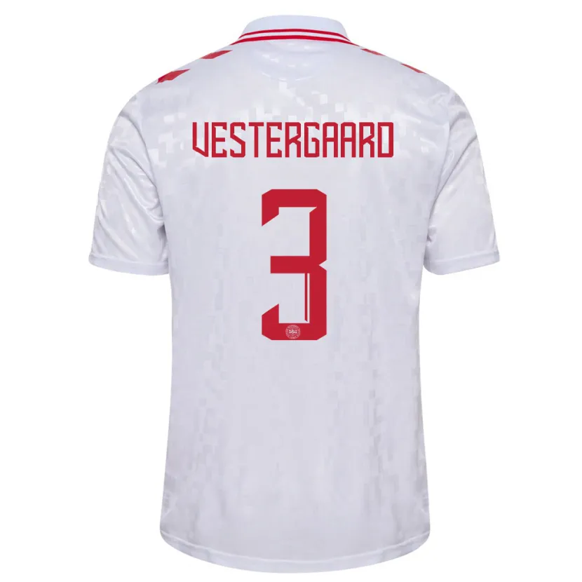 Danxen Hombre Camiseta Dinamarca Jannik Vestergaard #3 Blanco 2ª Equipación 24-26 La Camisa México