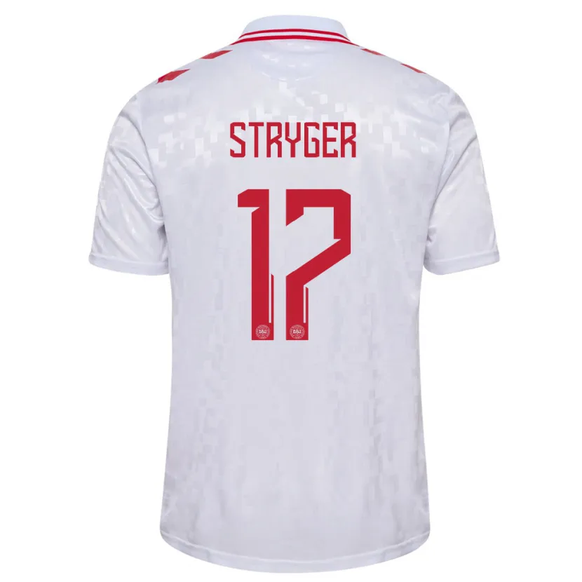 Danxen Hombre Camiseta Dinamarca Jens Stryger Larsen #17 Blanco 2ª Equipación 24-26 La Camisa México