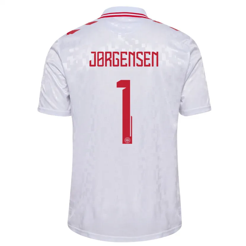 Danxen Hombre Camiseta Dinamarca Filip Jørgensen #1 Blanco 2ª Equipación 24-26 La Camisa México