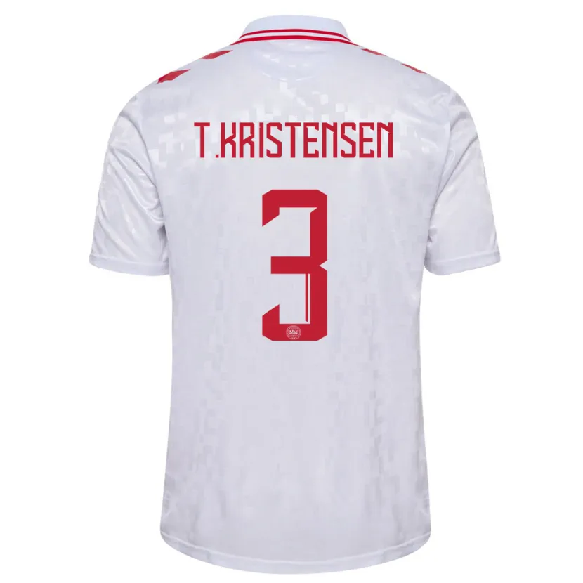 Danxen Hombre Camiseta Dinamarca Thomas Kristensen #3 Blanco 2ª Equipación 24-26 La Camisa México
