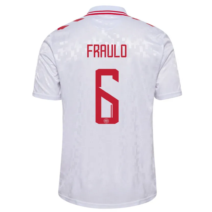 Danxen Hombre Camiseta Dinamarca Oscar Fraulo #6 Blanco 2ª Equipación 24-26 La Camisa México