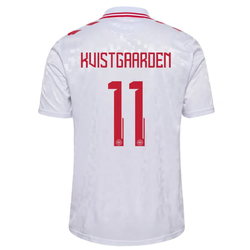 Danxen Hombre Camiseta Dinamarca Mathias Kvistgaarden #11 Blanco 2ª Equipación 24-26 La Camisa México