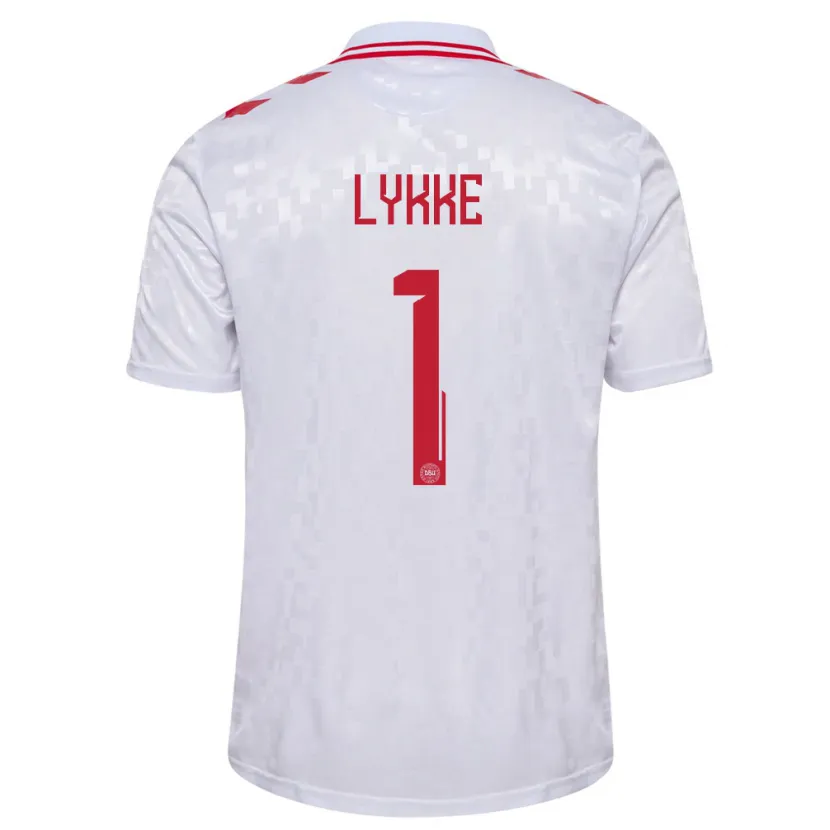 Danxen Hombre Camiseta Dinamarca William Lykke #1 Blanco 2ª Equipación 24-26 La Camisa México