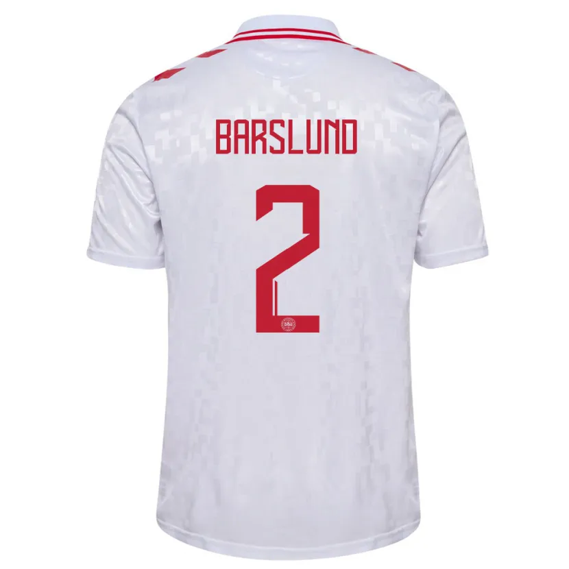 Danxen Hombre Camiseta Dinamarca Kaare Barslund #2 Blanco 2ª Equipación 24-26 La Camisa México