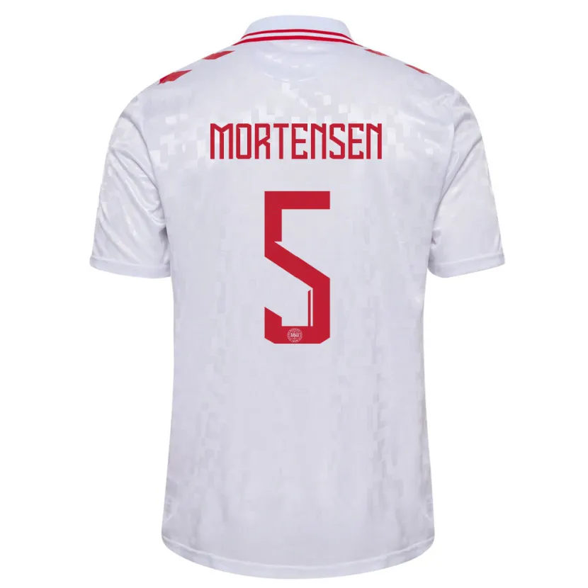Danxen Hombre Camiseta Dinamarca Gustav Mortensen #5 Blanco 2ª Equipación 24-26 La Camisa México