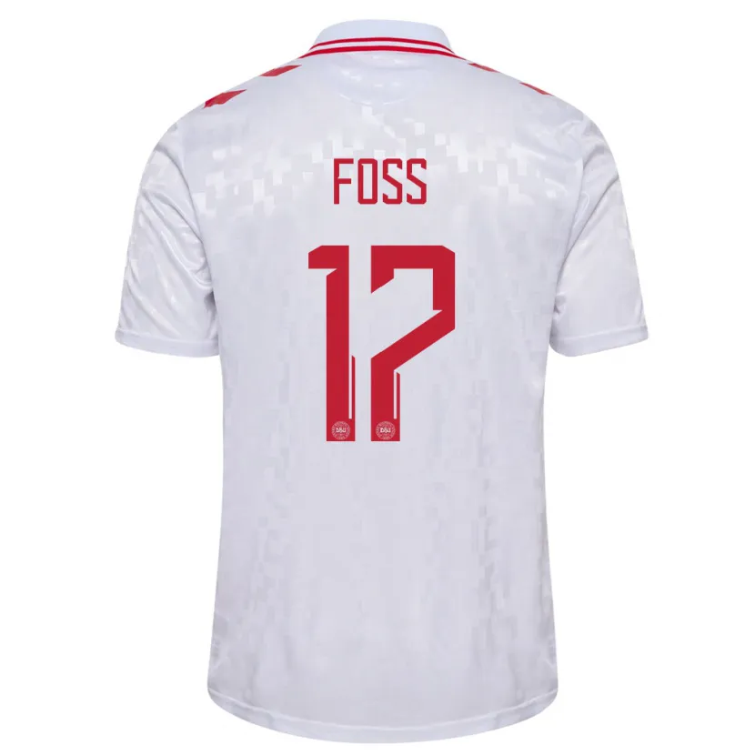 Danxen Hombre Camiseta Dinamarca Jonathan Foss #17 Blanco 2ª Equipación 24-26 La Camisa México