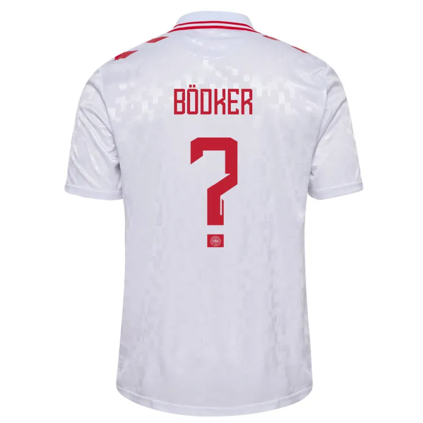 Danxen Hombre Camiseta Dinamarca Oliver Bödker #0 Blanco 2ª Equipación 24-26 La Camisa México