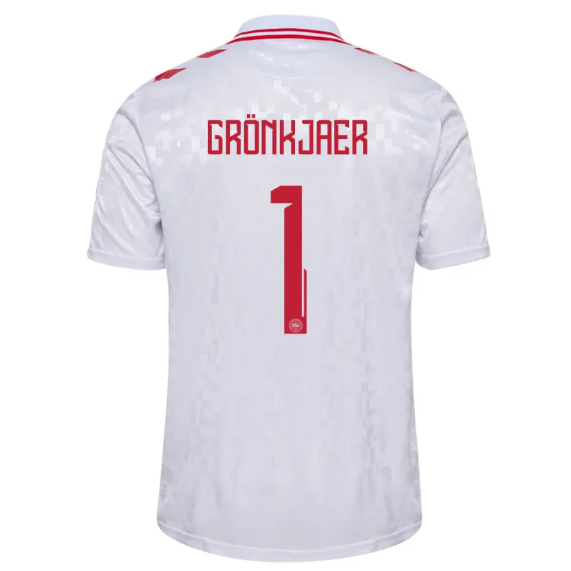 Danxen Hombre Camiseta Dinamarca Bertil Grönkjaer #1 Blanco 2ª Equipación 24-26 La Camisa México