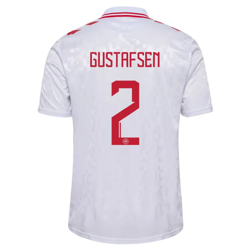 Danxen Hombre Camiseta Dinamarca Victor Gustafsen #2 Blanco 2ª Equipación 24-26 La Camisa México