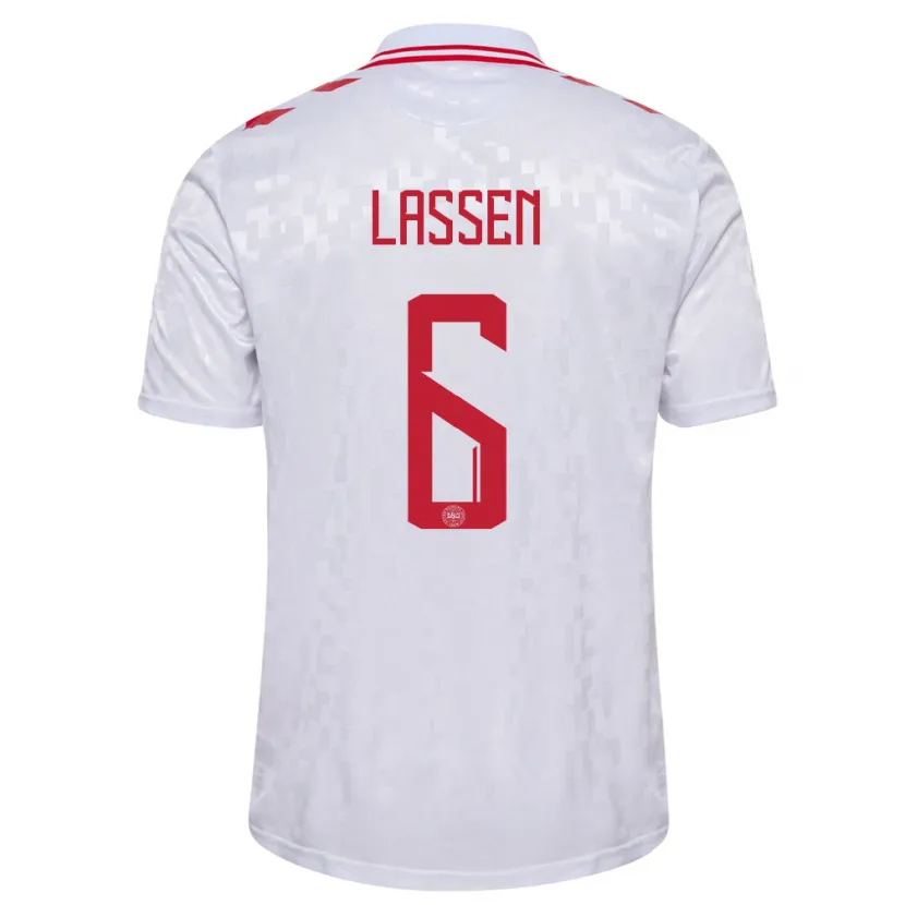 Danxen Hombre Camiseta Dinamarca Noah Lassen #6 Blanco 2ª Equipación 24-26 La Camisa México