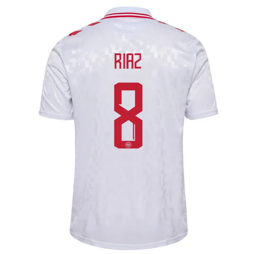 Danxen Hombre Camiseta Dinamarca Danial Riaz #8 Blanco 2ª Equipación 24-26 La Camisa México