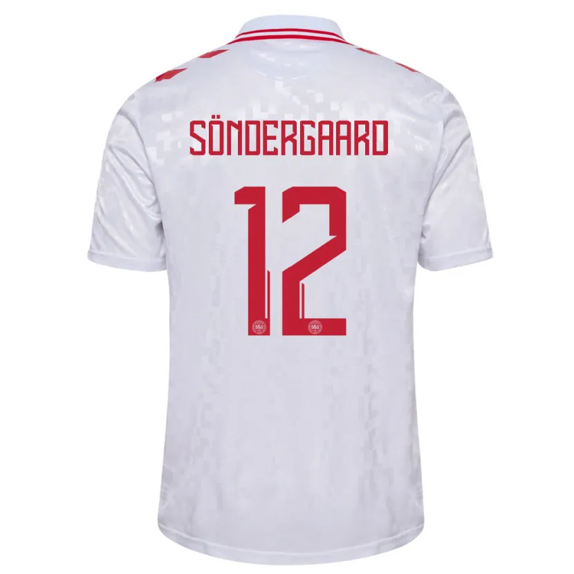 Danxen Hombre Camiseta Dinamarca Philip Söndergaard #12 Blanco 2ª Equipación 24-26 La Camisa México