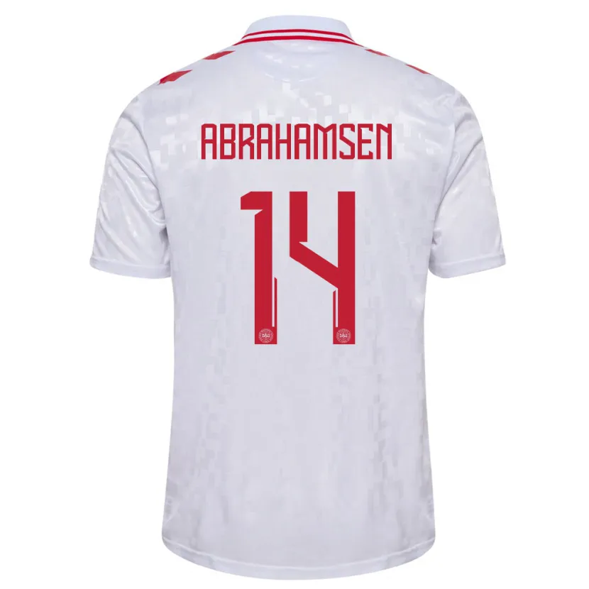 Danxen Hombre Camiseta Dinamarca Mads Abrahamsen #14 Blanco 2ª Equipación 24-26 La Camisa México