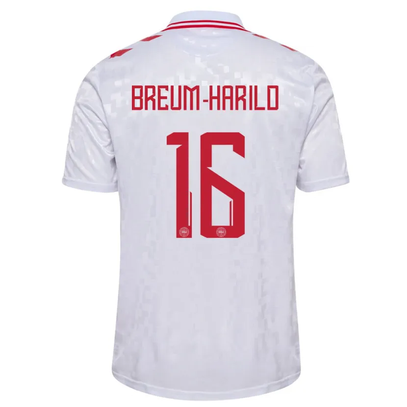 Danxen Hombre Camiseta Dinamarca Tobias Breum-Harild #16 Blanco 2ª Equipación 24-26 La Camisa México