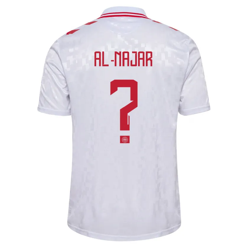 Danxen Hombre Camiseta Dinamarca Ali Al-Najar #0 Blanco 2ª Equipación 24-26 La Camisa México