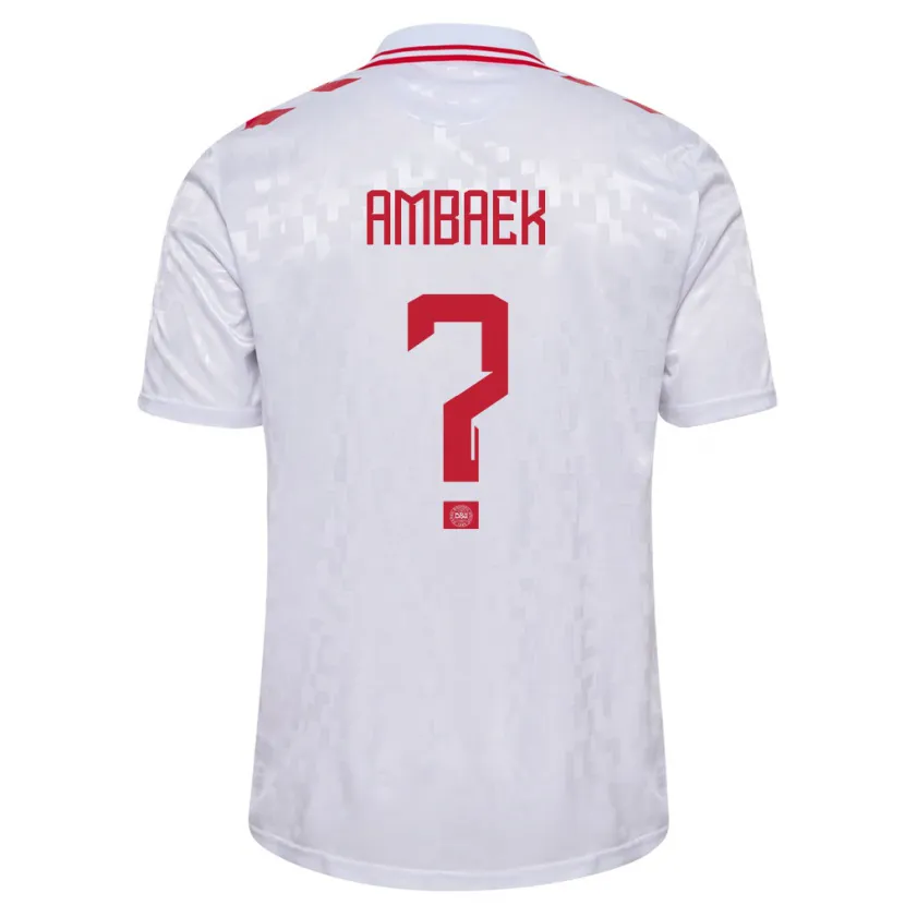 Danxen Hombre Camiseta Dinamarca Jacob Ambaek #0 Blanco 2ª Equipación 24-26 La Camisa México