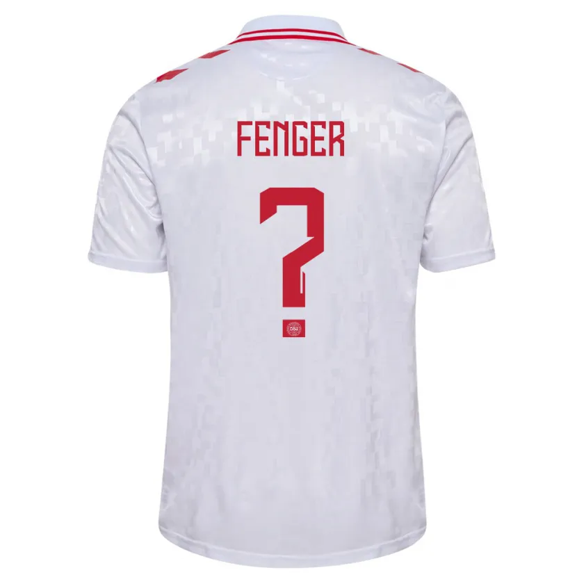 Danxen Hombre Camiseta Dinamarca Oskar Fenger #0 Blanco 2ª Equipación 24-26 La Camisa México