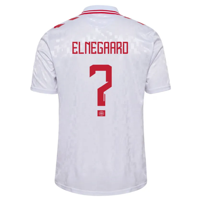 Danxen Hombre Camiseta Dinamarca Tobias Elnegaard #0 Blanco 2ª Equipación 24-26 La Camisa México