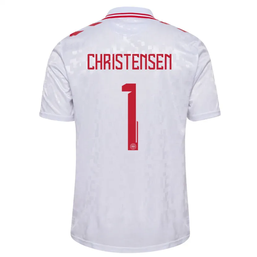 Danxen Hombre Camiseta Dinamarca Lene Christensen #1 Blanco 2ª Equipación 24-26 La Camisa México