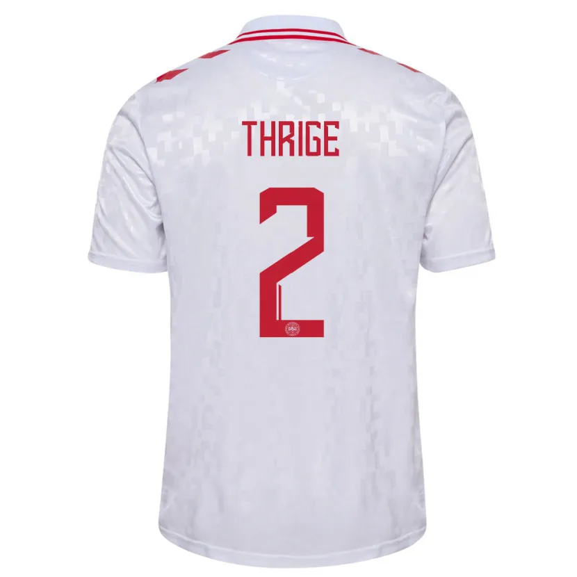 Danxen Hombre Camiseta Dinamarca Sara Thrige #2 Blanco 2ª Equipación 24-26 La Camisa México