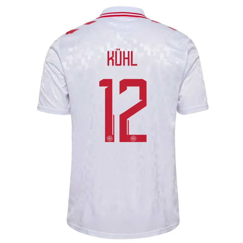 Danxen Hombre Camiseta Dinamarca Kathrine Kühl #12 Blanco 2ª Equipación 24-26 La Camisa México