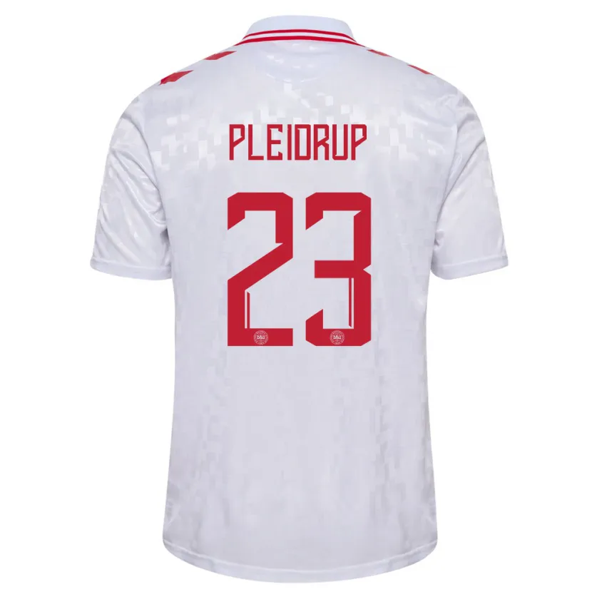 Danxen Hombre Camiseta Dinamarca Caroline Pleidrup #23 Blanco 2ª Equipación 24-26 La Camisa México