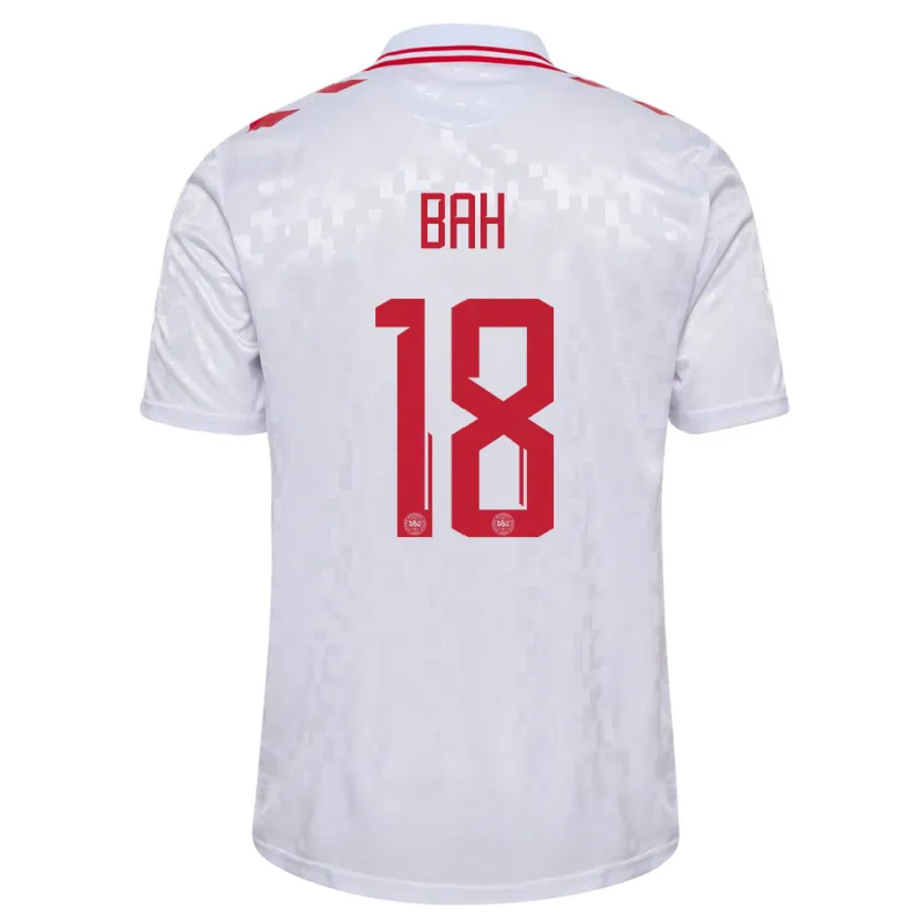 Danxen Hombre Camiseta Dinamarca Alexander Bah #18 Blanco 2ª Equipación 24-26 La Camisa México