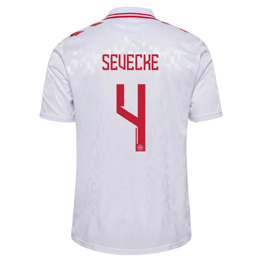 Danxen Hombre Camiseta Dinamarca Rikke Sevecke #4 Blanco 2ª Equipación 24-26 La Camisa México