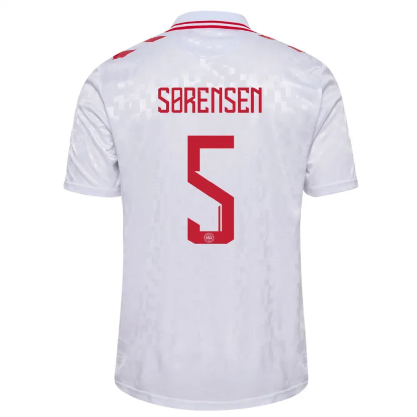 Danxen Hombre Camiseta Dinamarca Simone Boye Sorensen #5 Blanco 2ª Equipación 24-26 La Camisa México