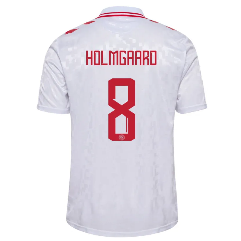 Danxen Hombre Camiseta Dinamarca Sara Holmgaard #8 Blanco 2ª Equipación 24-26 La Camisa México