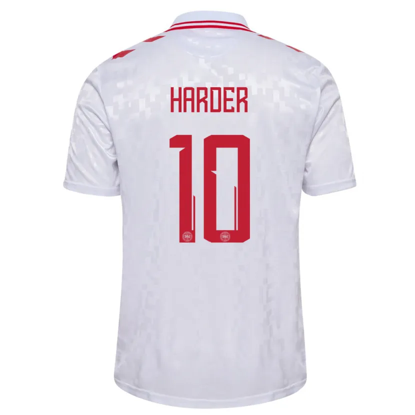 Danxen Hombre Camiseta Dinamarca Pernille Harder #10 Blanco 2ª Equipación 24-26 La Camisa México