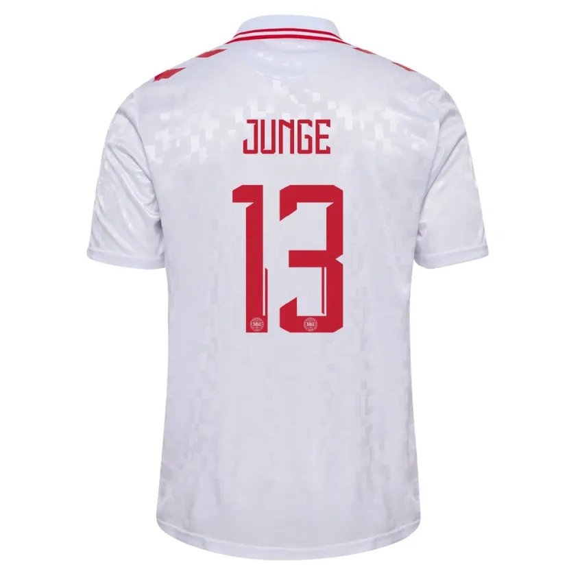 Danxen Hombre Camiseta Dinamarca Sofie Junge #13 Blanco 2ª Equipación 24-26 La Camisa México