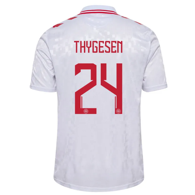 Danxen Hombre Camiseta Dinamarca Sarah Thygesen #24 Blanco 2ª Equipación 24-26 La Camisa México