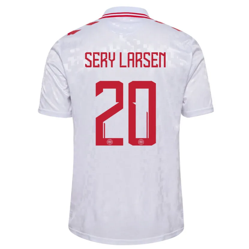 Danxen Hombre Camiseta Dinamarca Japhet Sery Larsen #20 Blanco 2ª Equipación 24-26 La Camisa México
