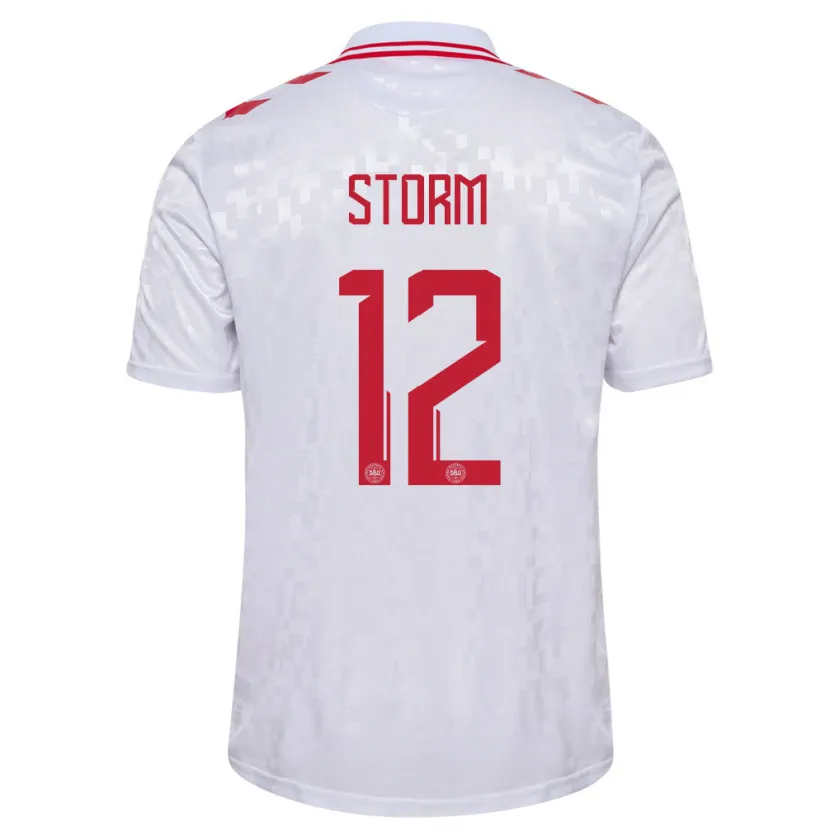 Danxen Hombre Camiseta Dinamarca Tobias Storm #12 Blanco 2ª Equipación 24-26 La Camisa México