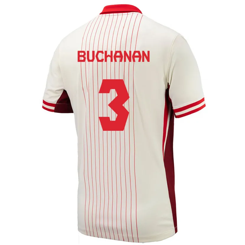 Danxen Hombre Camiseta Canadá Kadeisha Buchanan #3 Blanco 2ª Equipación 24-26 La Camisa México