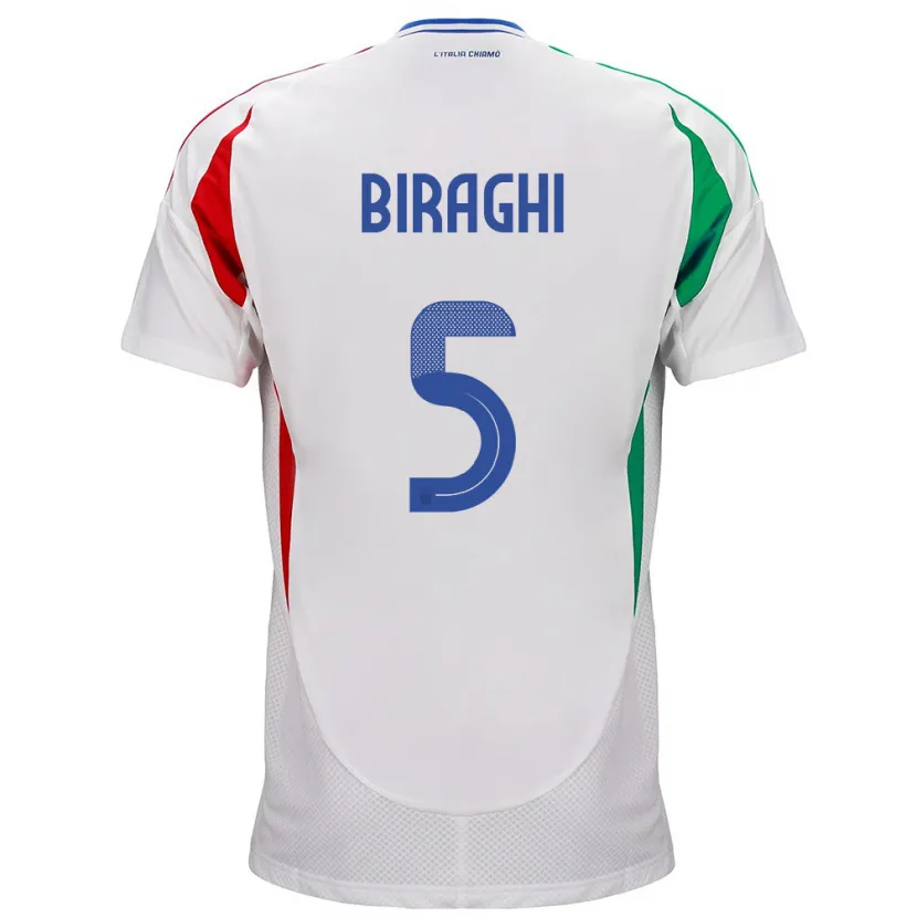 Danxen Hombre Camiseta Italia Cristiano Biraghi #5 Blanco 2ª Equipación 24-26 La Camisa México