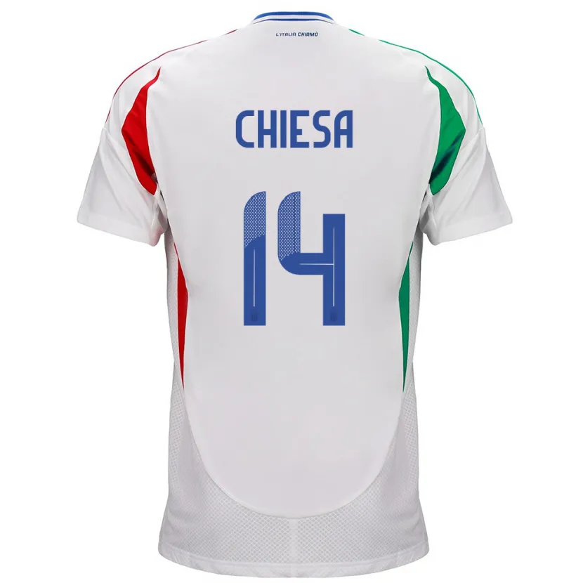 Danxen Hombre Camiseta Italia Federico Chiesa #14 Blanco 2ª Equipación 24-26 La Camisa México