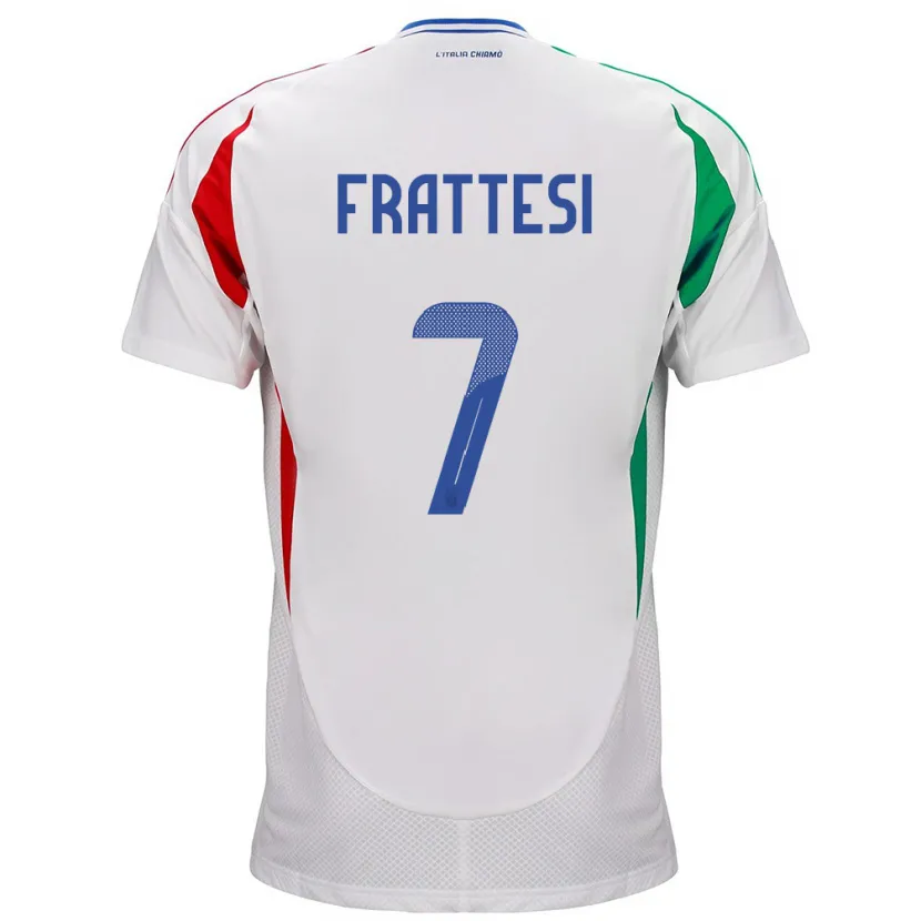 Danxen Hombre Camiseta Italia Davide Frattesi #7 Blanco 2ª Equipación 24-26 La Camisa México